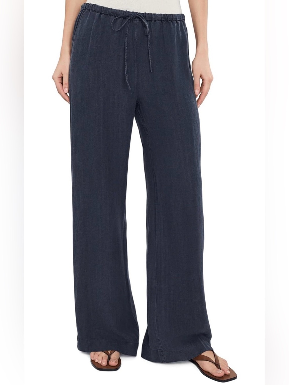 Michael Stars Marissa Drawstring Pants Wide-Leg in Navy Blue New With Tags